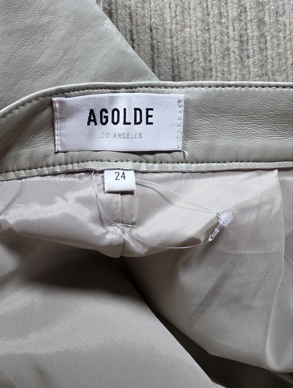 AGOLDE Women's Beige Recycled Leather Minka Cargo Lined Pants Soft 24x32 - Picture 9 of 11